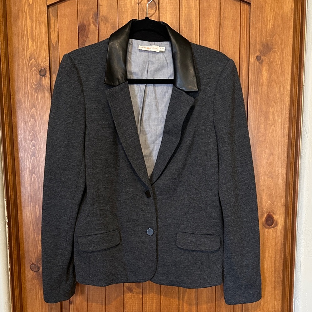 Tory Burch Charcoal Blazer with Black Collar